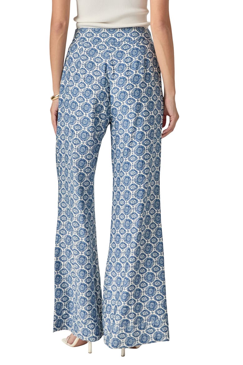 Print Wide Leg Pants, Alternate, color, NAVY/ IVORY
