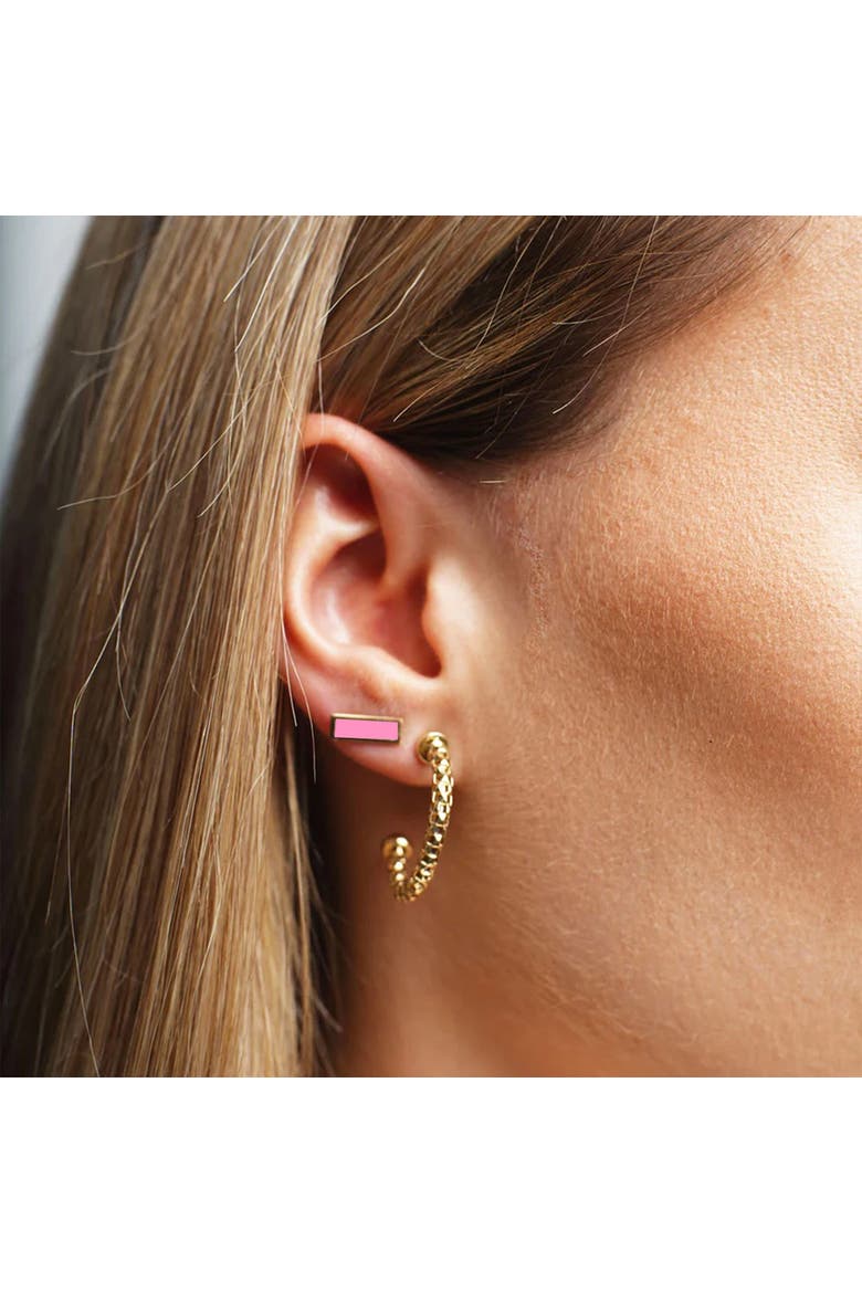 Bubblegum Pink Bar Stud Earrings, Alternate, color, Bubblegum Pink