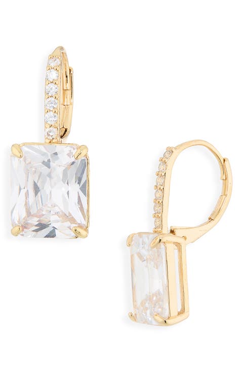 Crystal Square Pavé Leverback Earrings