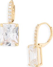 Nordstrom Crystal Square Pavé Leverback Earrings