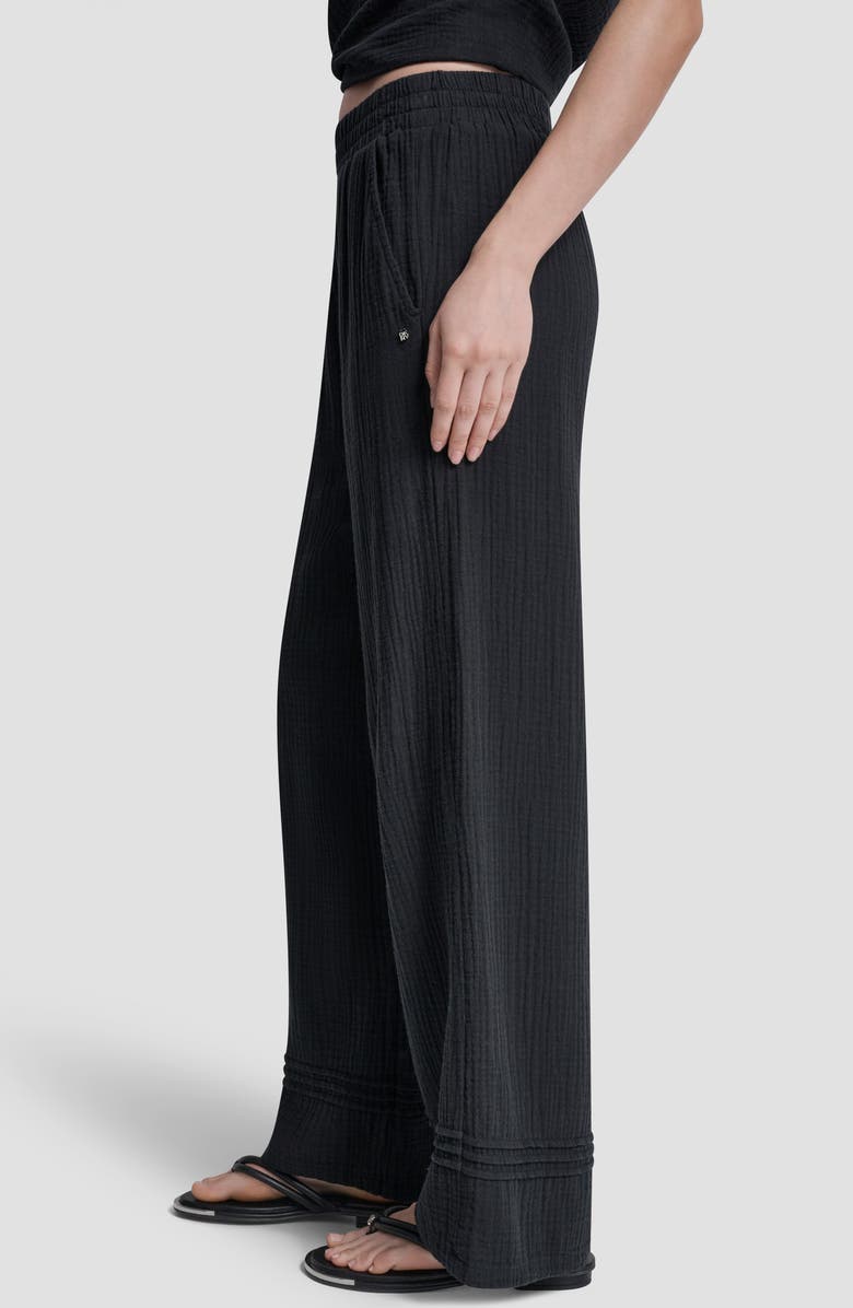 DKNY Jeans Cotton Gauze Pull-On Pants, Alternate, color, Black