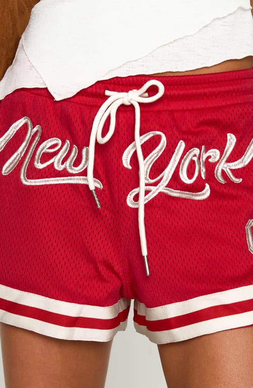 Princess Polly Ny Trackstar Mesh Drawstring Shorts In Red