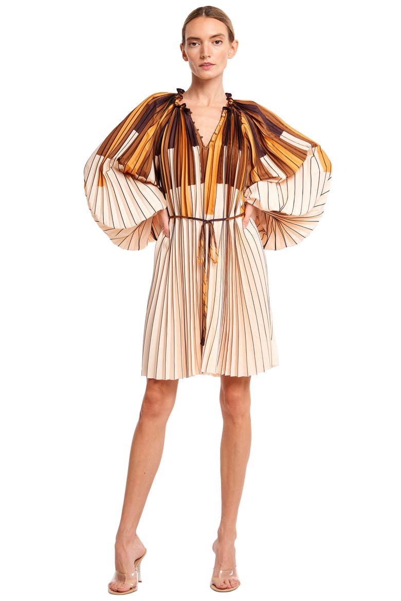 Jordanna Print Tie Waist Long Sleeve Dress, Alternate, color, YELLOW MULTI