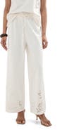 MANGO Wide Leg Openwork Embroidered Pants