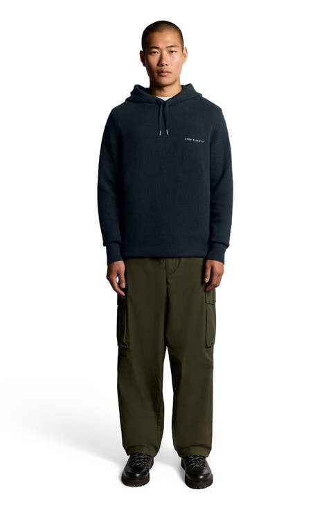 Script Long Sleeve Knitted Hoodie