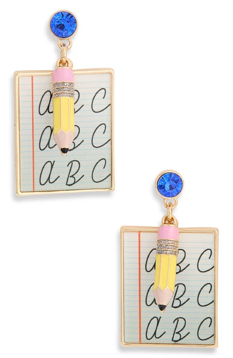 Notebook & Pencil Drop Earrings