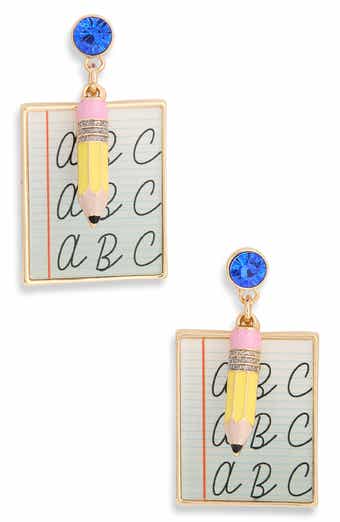 Notebook & Pencil Drop Earrings