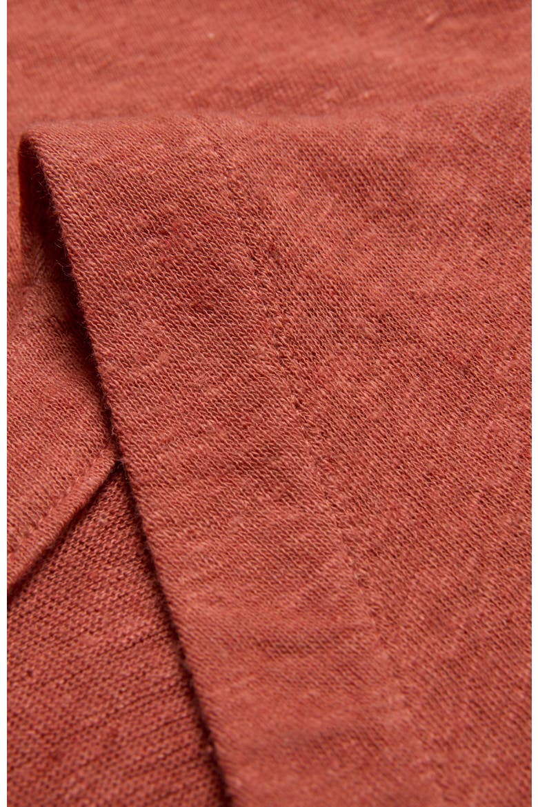 Linen Blend V-Neck Midi Dress, Alternate, color, Redwood
