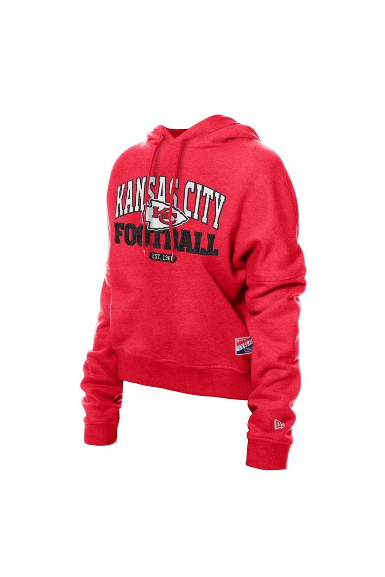 Women's New Era Red Kansas City Chiefs Throwback Boxy Hoodie Sweatshirt, Alternate, color, Red