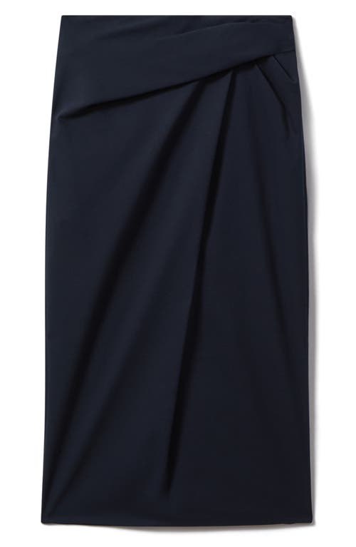 Reiss Navy High Rise Wrap Midi Skirt In Navy