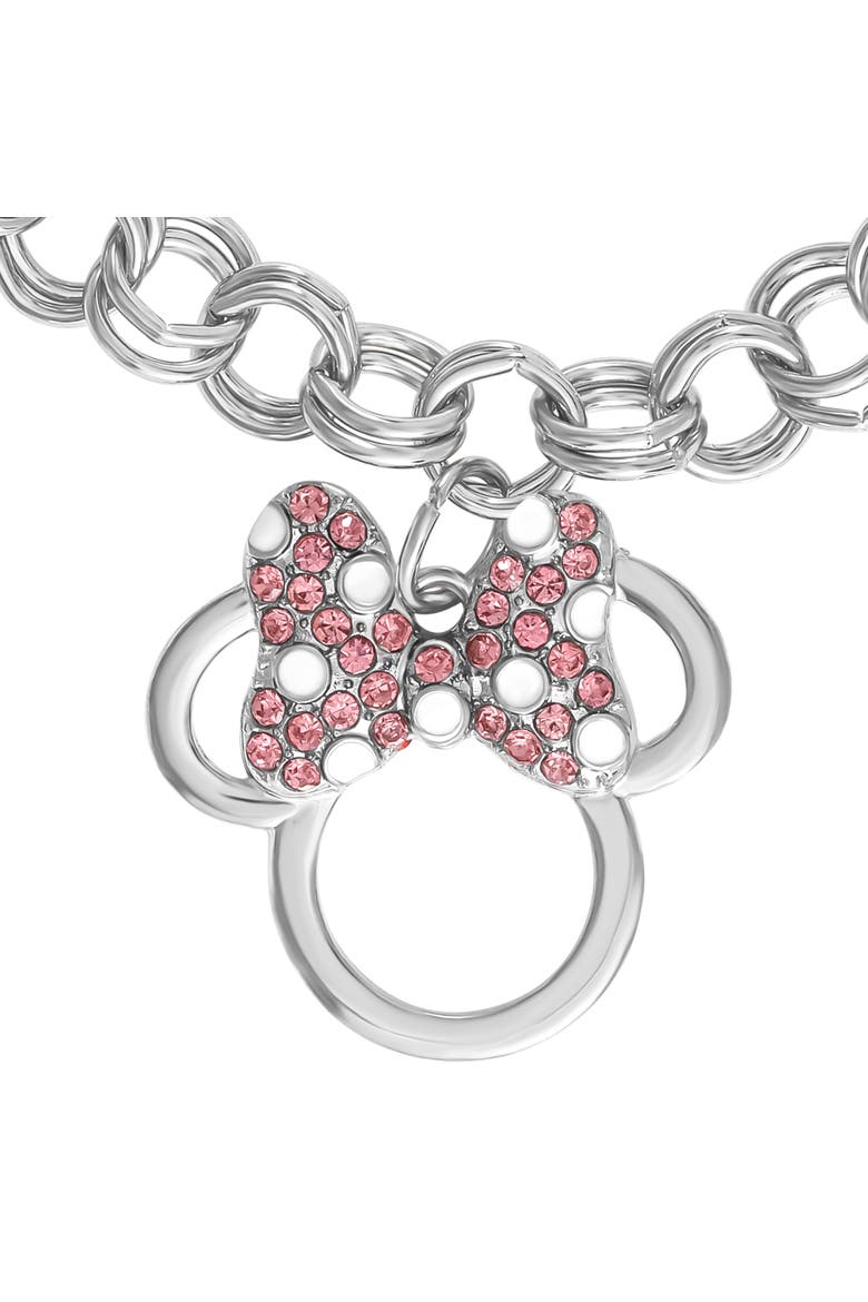 Minnie Mouse Bow Charm Bracelet, 7 +1'' Chain, Alternate, color, Silver