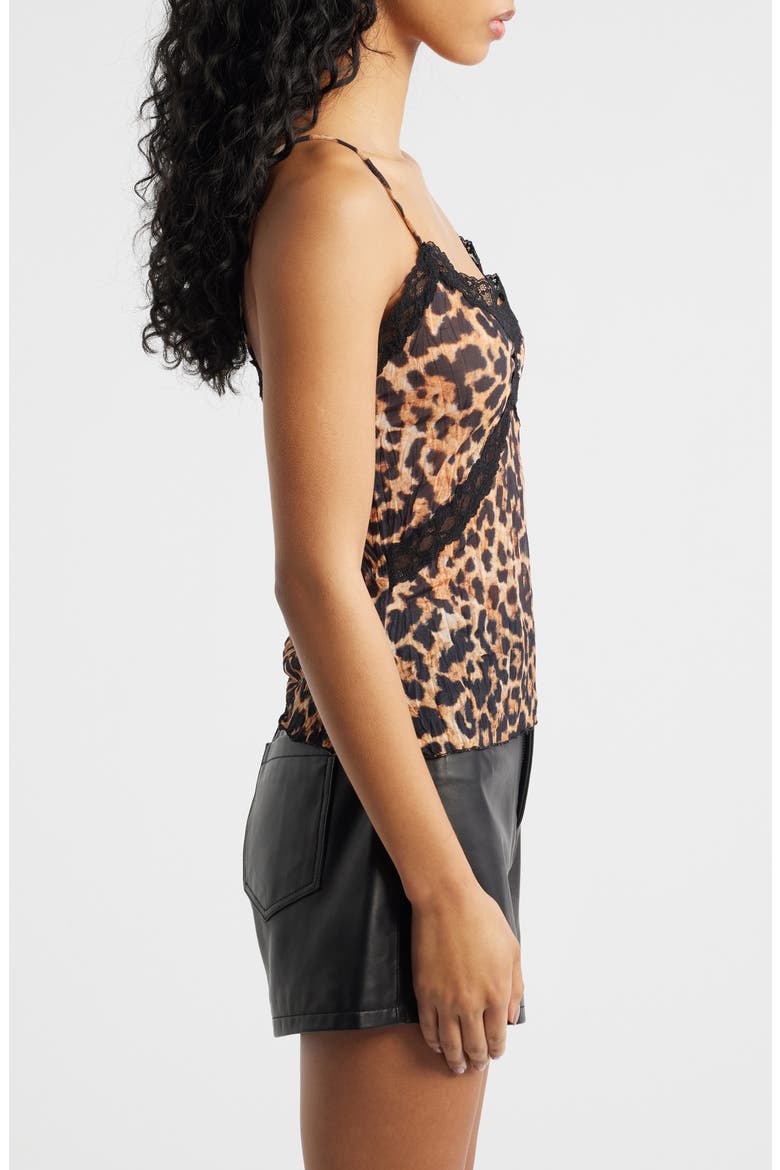 Animal Spot Lace Trim Camisole, Alternate, color, BROWN