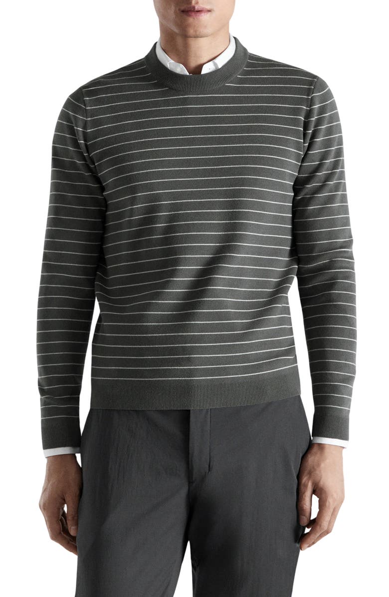 MANGO Comfort Stretch Stripe Jersey Sweater, Main, color, Dark Grey