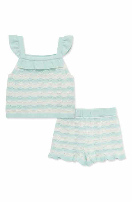 Little Me Stripe Cotton Pointelle Knit Tank & Shorts Set