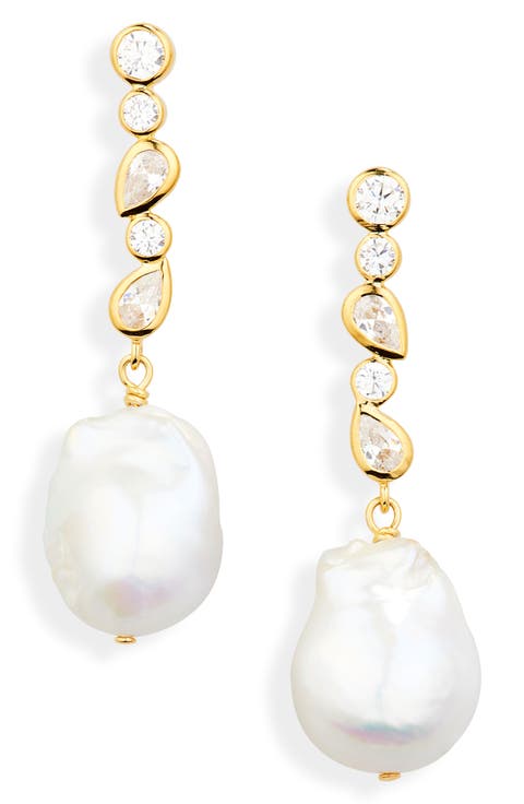 Glitch - Pearl and Zirconia Recycled Gold Vermeil Earrings