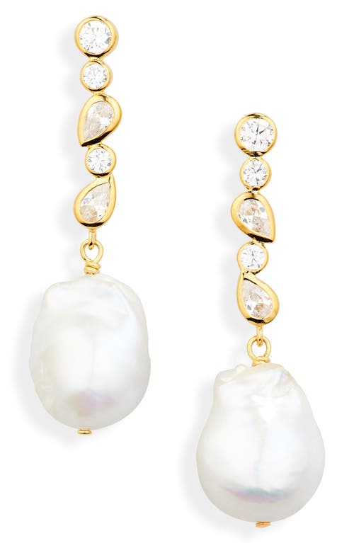 Completedworks Pitter-patter Freshwater Pearl Drop Earrings In 18ct Gold Plated
