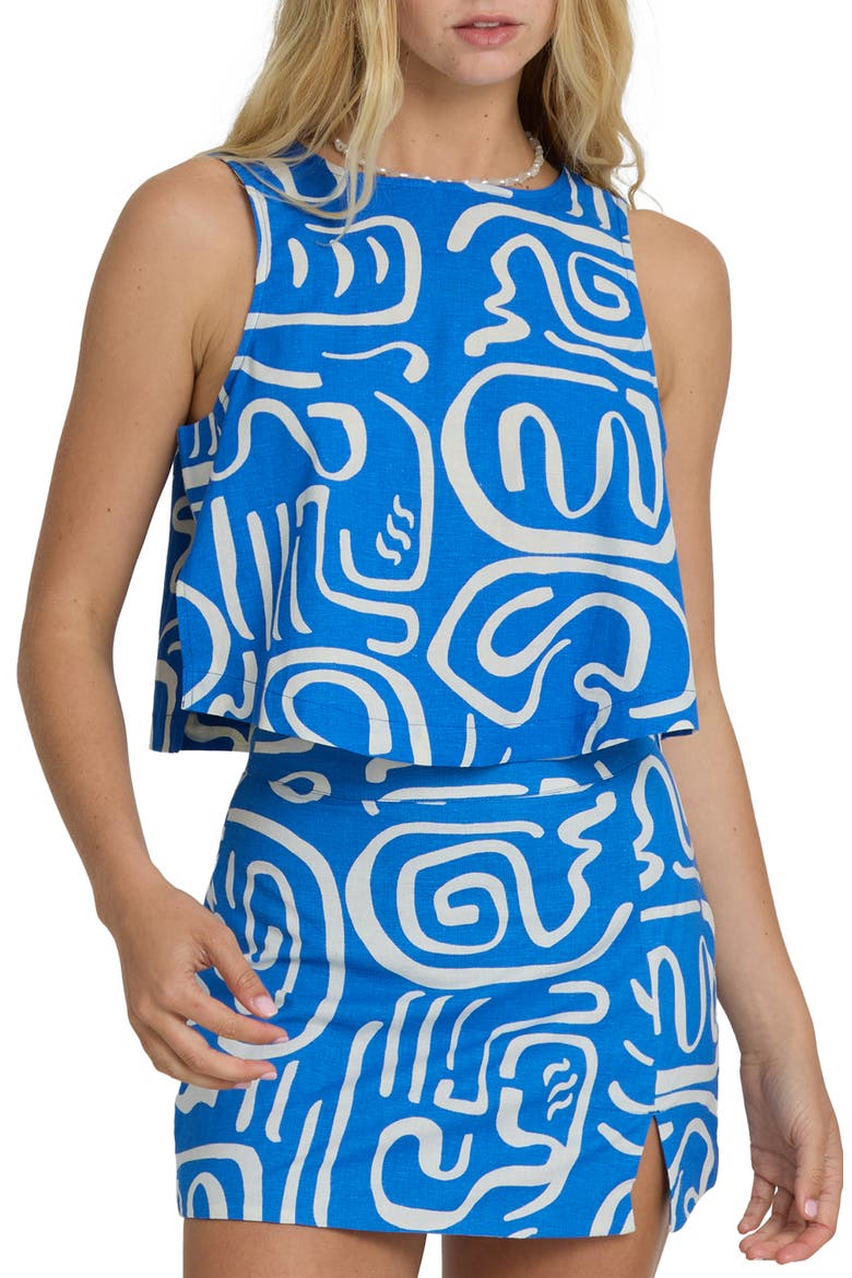 So Breezy Sleeveless Cotton & Linen Top, Main, color, TRUE BLUE
