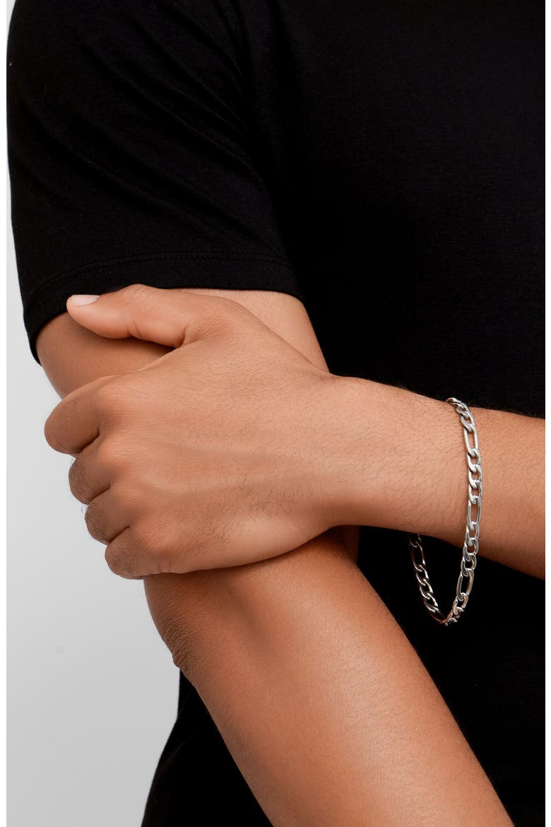 Men's Tarnish Resistant Set of 2 Chain Bracelets, Alternate, color, SILVER