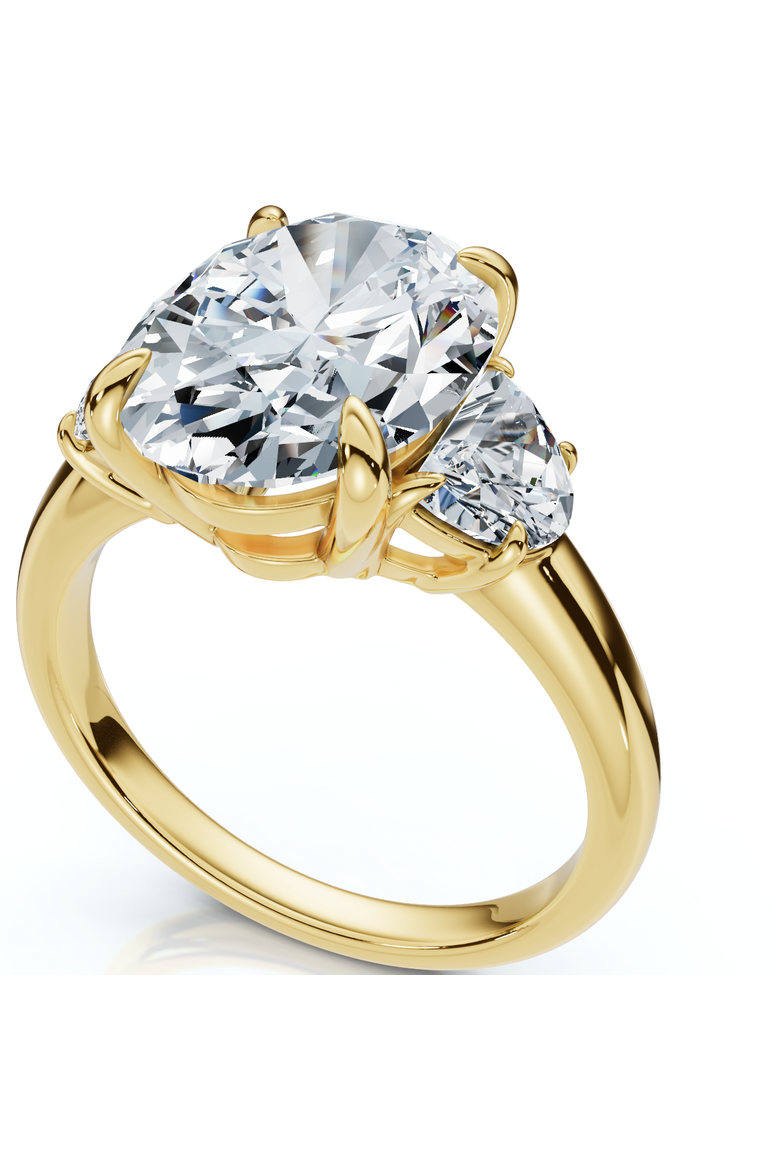 Certified Joanna 4 3/4Ct Oval & Half Moon Diamond Engagement 14k Gold Lab Grown, Main, color, 14k Yellow Gold