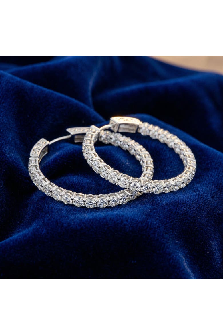 3Ct Diamond Hoops Women's Lab Grown Earrings 10K Gold 1 1/4" Tall, Alternate, color, 10K White Gold