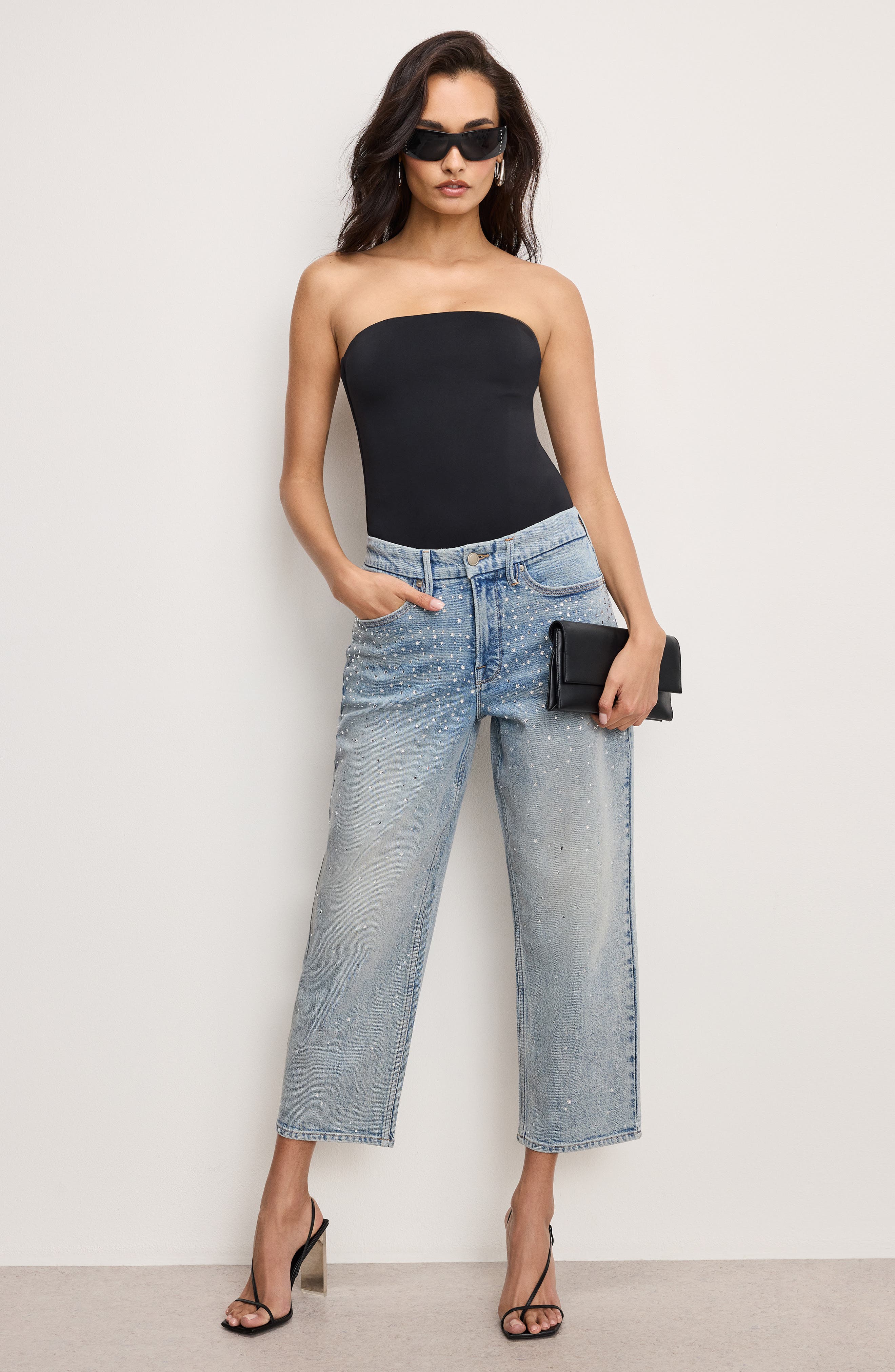 Crystal Stars Good '90s Crop Straight Leg Jeans (Women
