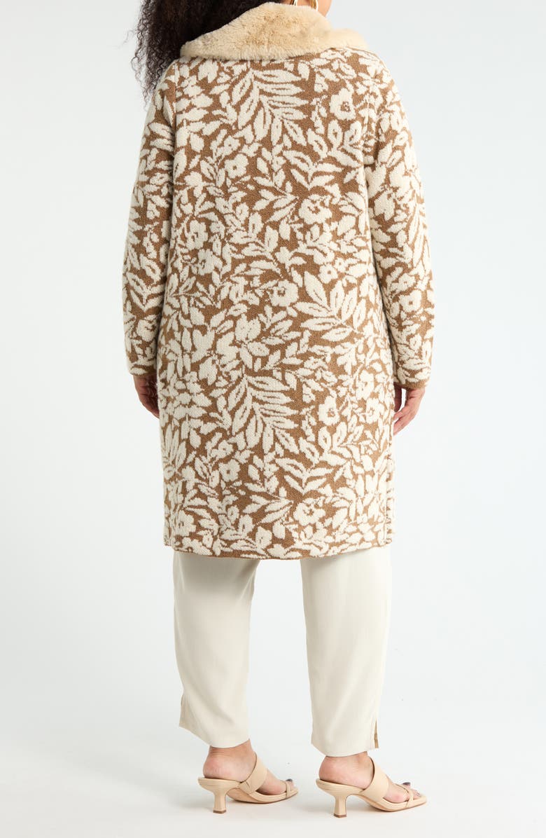 DR2 by Daniel Rainn Faux Fur Collar Sweater Coatigan, Alternate, color, R045 Mocha