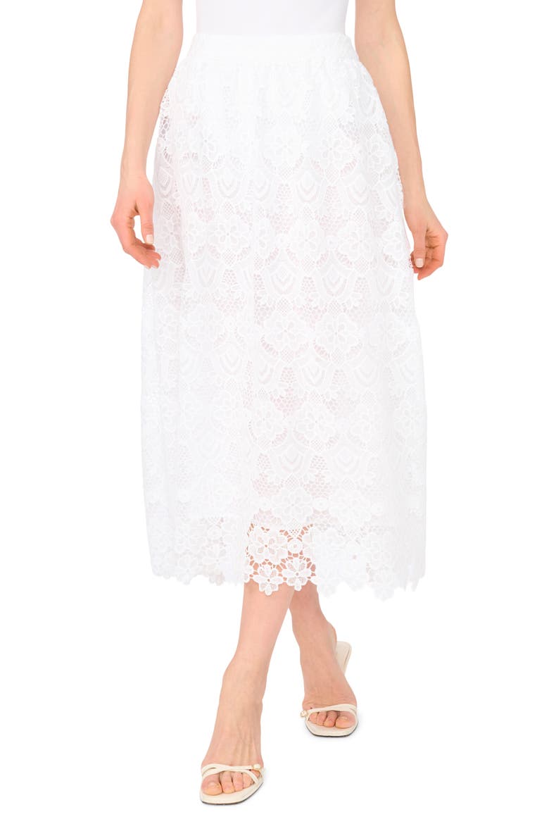 Lace Midi Skirt, Main, color, ULTRA WHITE