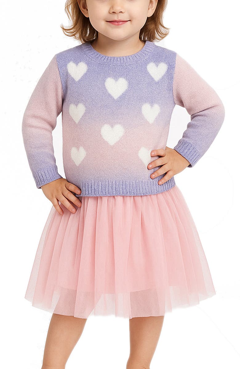 Zunie Kids' Ombre Heart Sweater & Tutu Skirt Set, Main, color, 