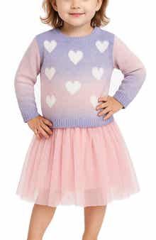Zunie Kids' Ombre Heart Sweater & Tutu Skirt Set