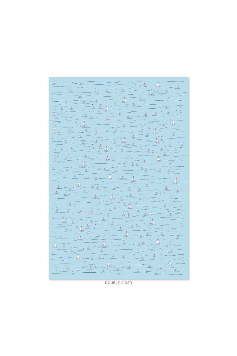 Eight Sheets Two-Sided "Club Life" & "Sails Up" Heavyweight Gift Wrap, Alternate, color, Multicolored