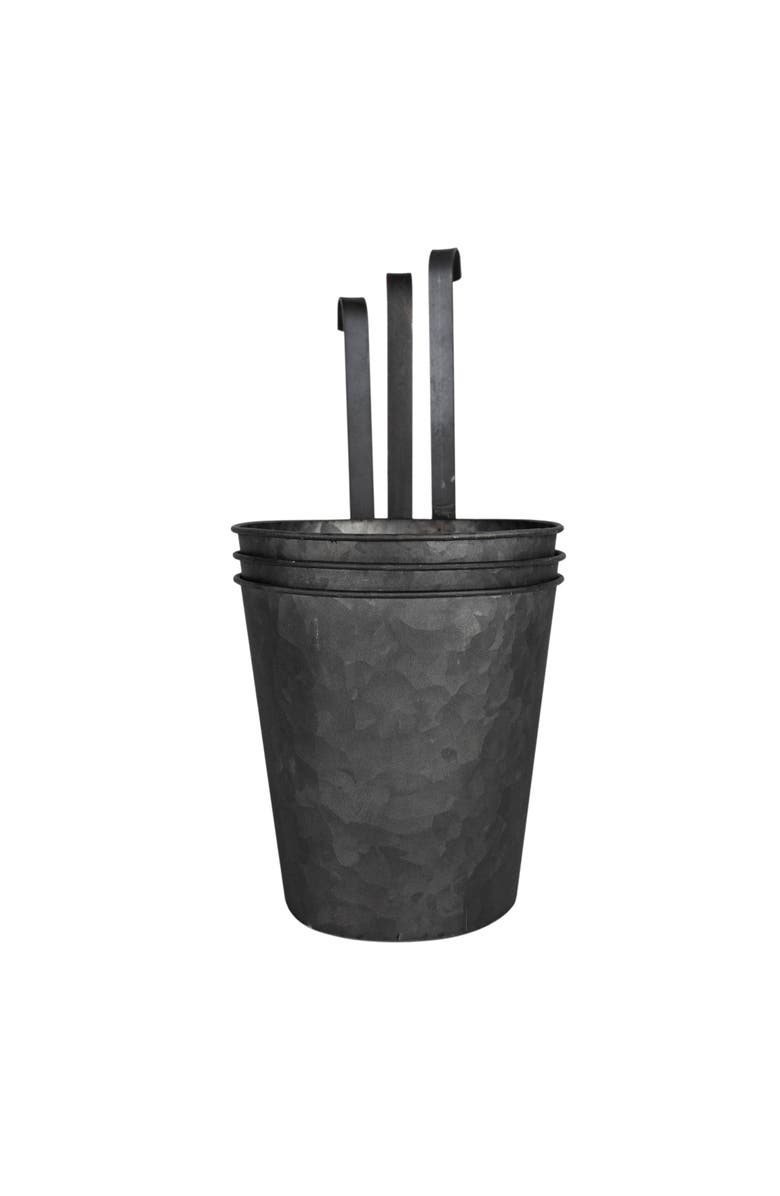 Foreside Home and Garden Set of 3 Hanging Planters Black Metal, Alternate, color, Black