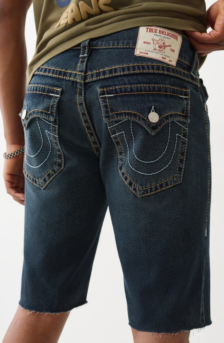 True Religion Ricky Raw Hem Straight Leg Denim Shorts, Alternate, color, 