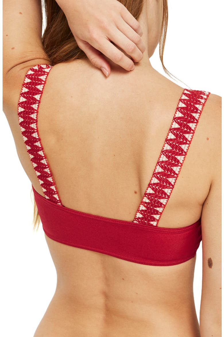 Zigzag Trim Crop Bikini Top, Alternate, color, RED