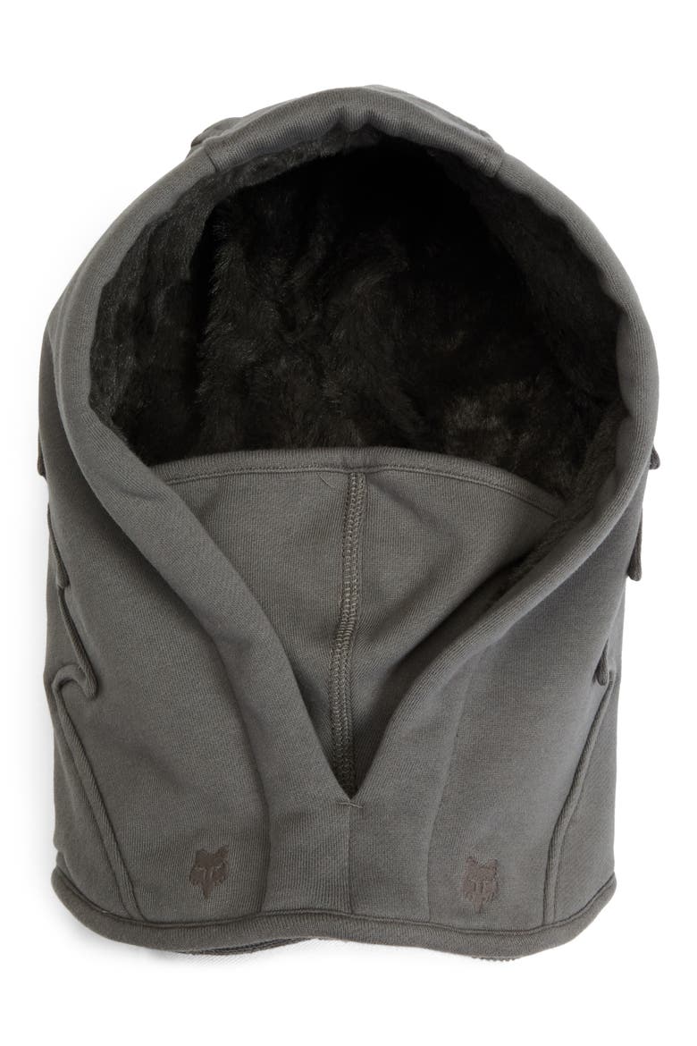 x Kiko Kostadinov Faux Fur Lined Fleece Balaclava, Main, color, DARK STONE