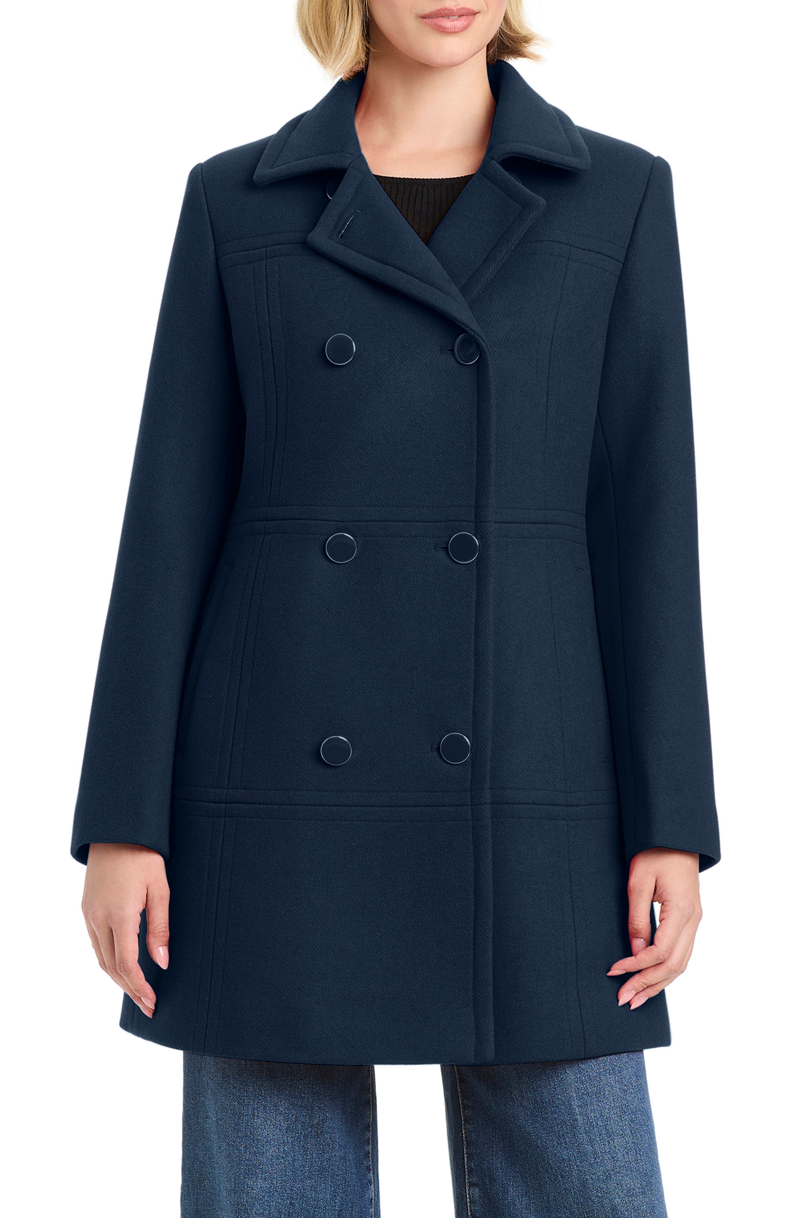 Double Breasted Wool Blend A-Line Coat