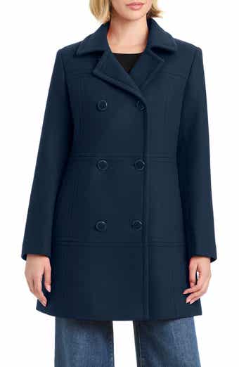 Double Breasted Wool Blend A-Line Coat