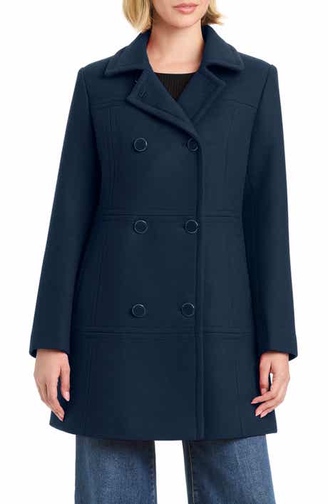 Double Breasted Wool Blend A-Line Coat