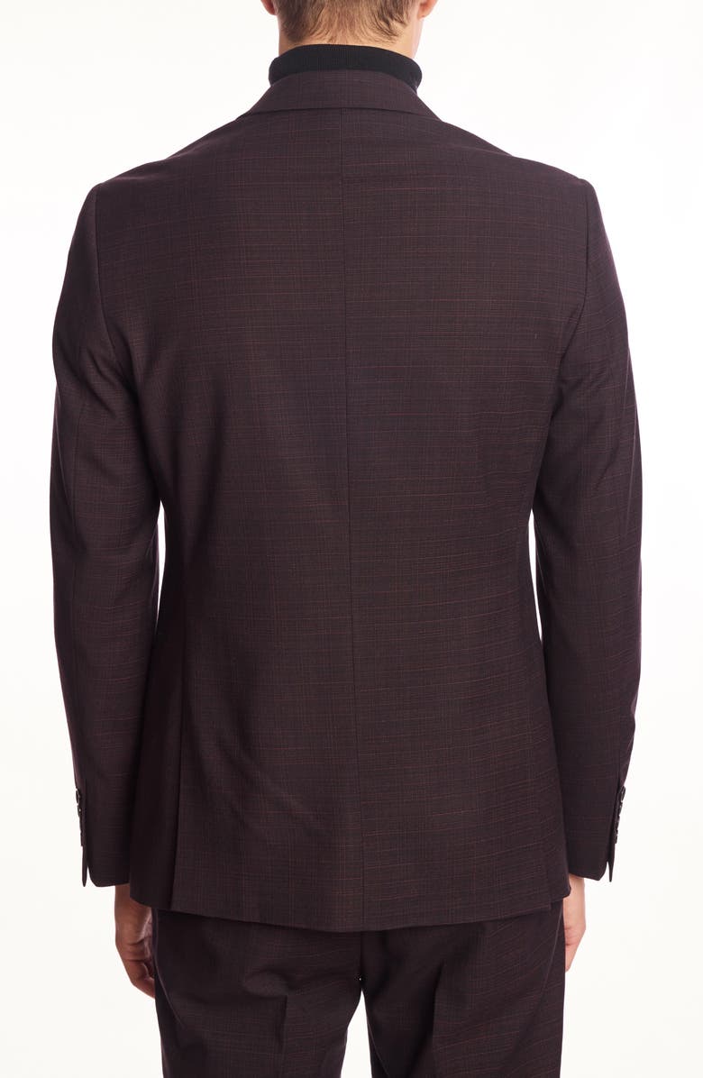 PAISLEY & GRAY Ashton Slim Fit Burgundy Grid Blazer, Alternate, color, Black Burgundy Grid