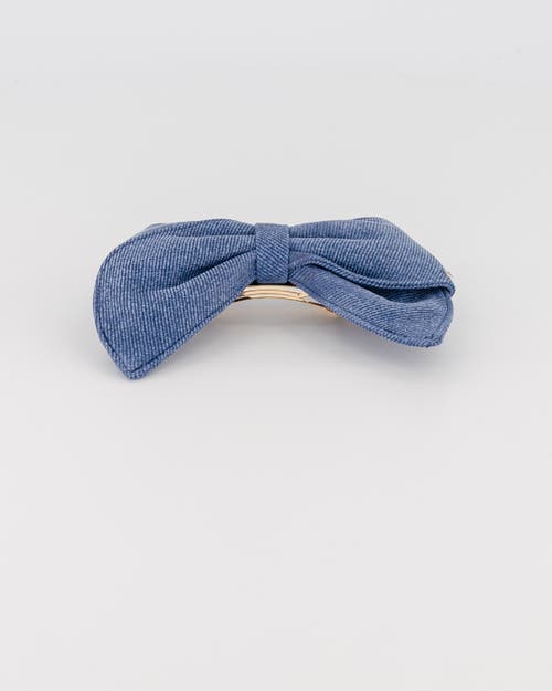 Shop Alexandre De Paris Denim Leather Bow Barette