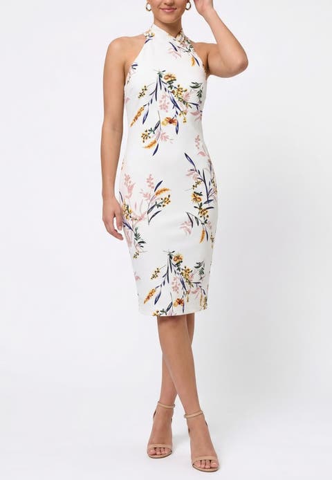 Harland Crossover Halter Midi Dress