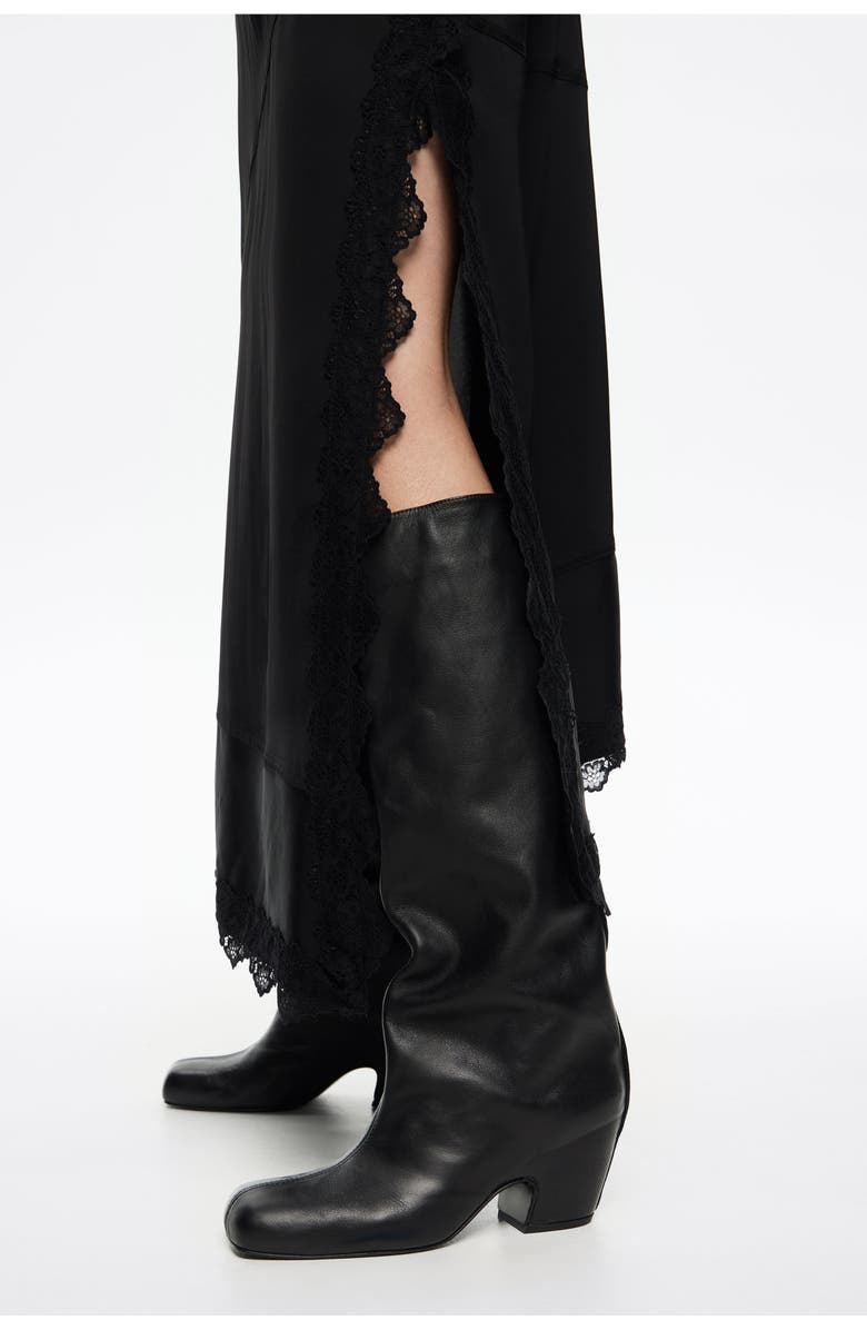 Bimba y Lola Satin Dress With Lace, Alternate, color, Black