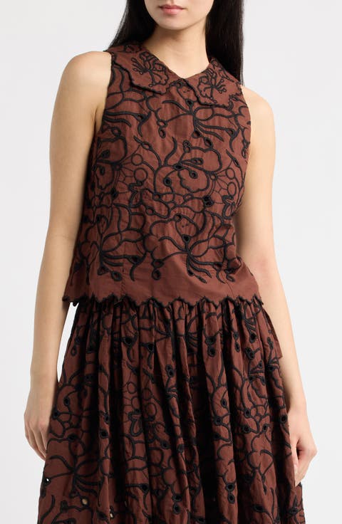 Lielle Embroidered Eyelet Cotton Top