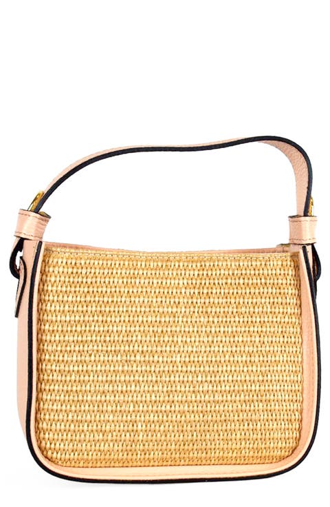 Marie Raffia & Leather Shoulder Bag