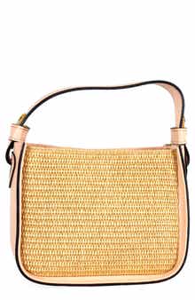 Persaman New York Marie Raffia & Leather Shoulder Bag