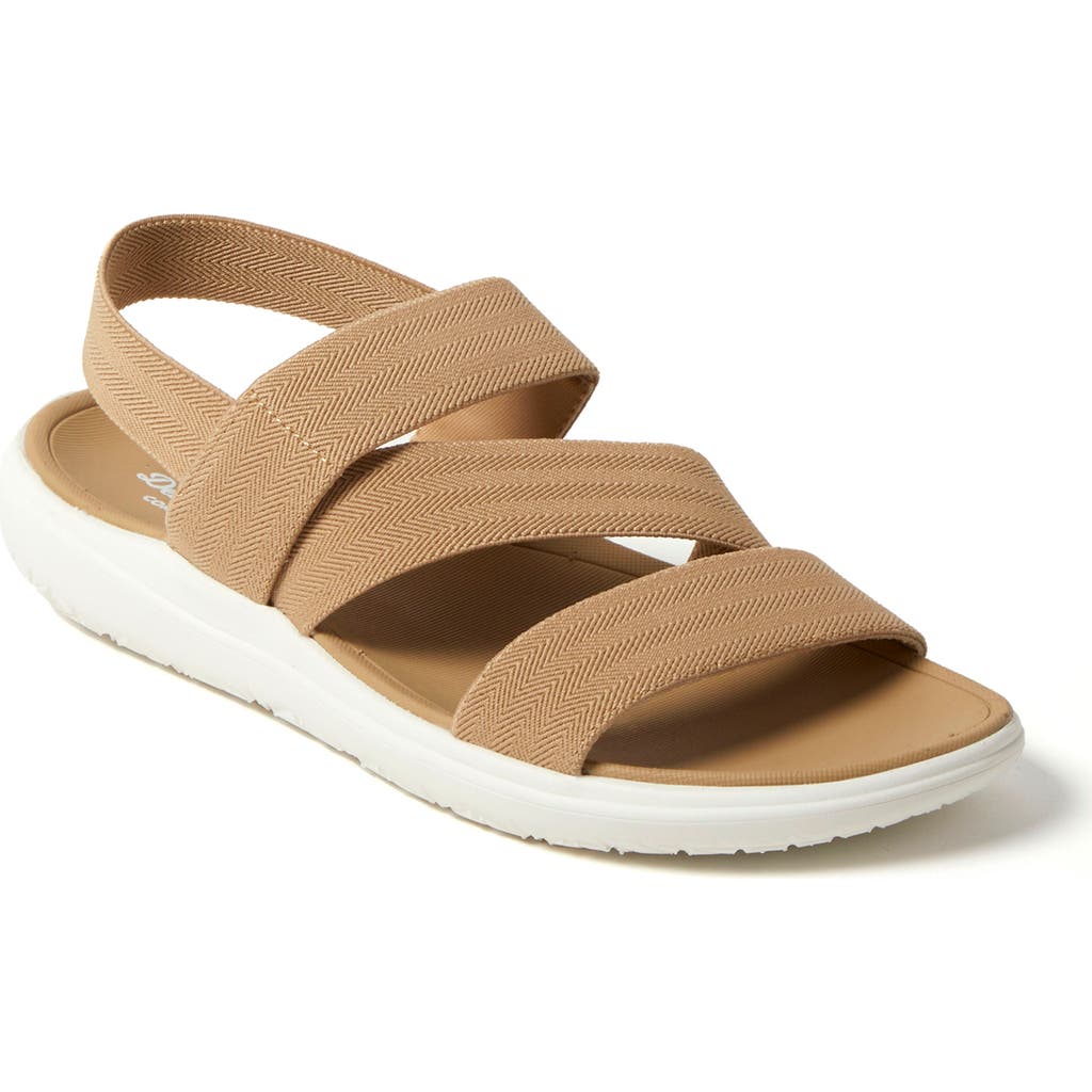 Dearfoams Emilia Elastic Gore Strappy Sandal In Khaki