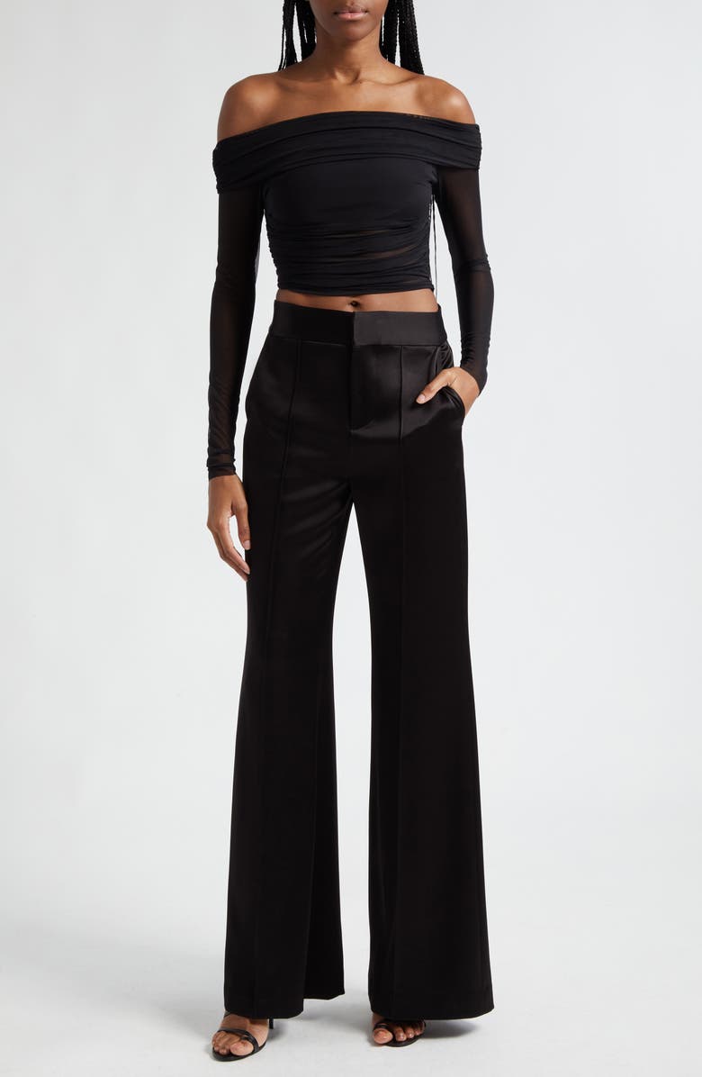 Alice + Olivia Dylan High Waist Wide Leg Pants, Alternate, color, Black