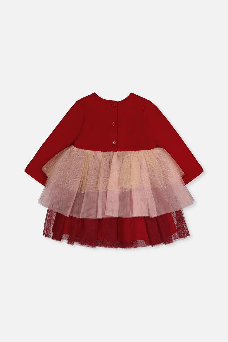 Bi-Material Bow Waist Glittering Skirt Dress, Alternate, color, Rouge