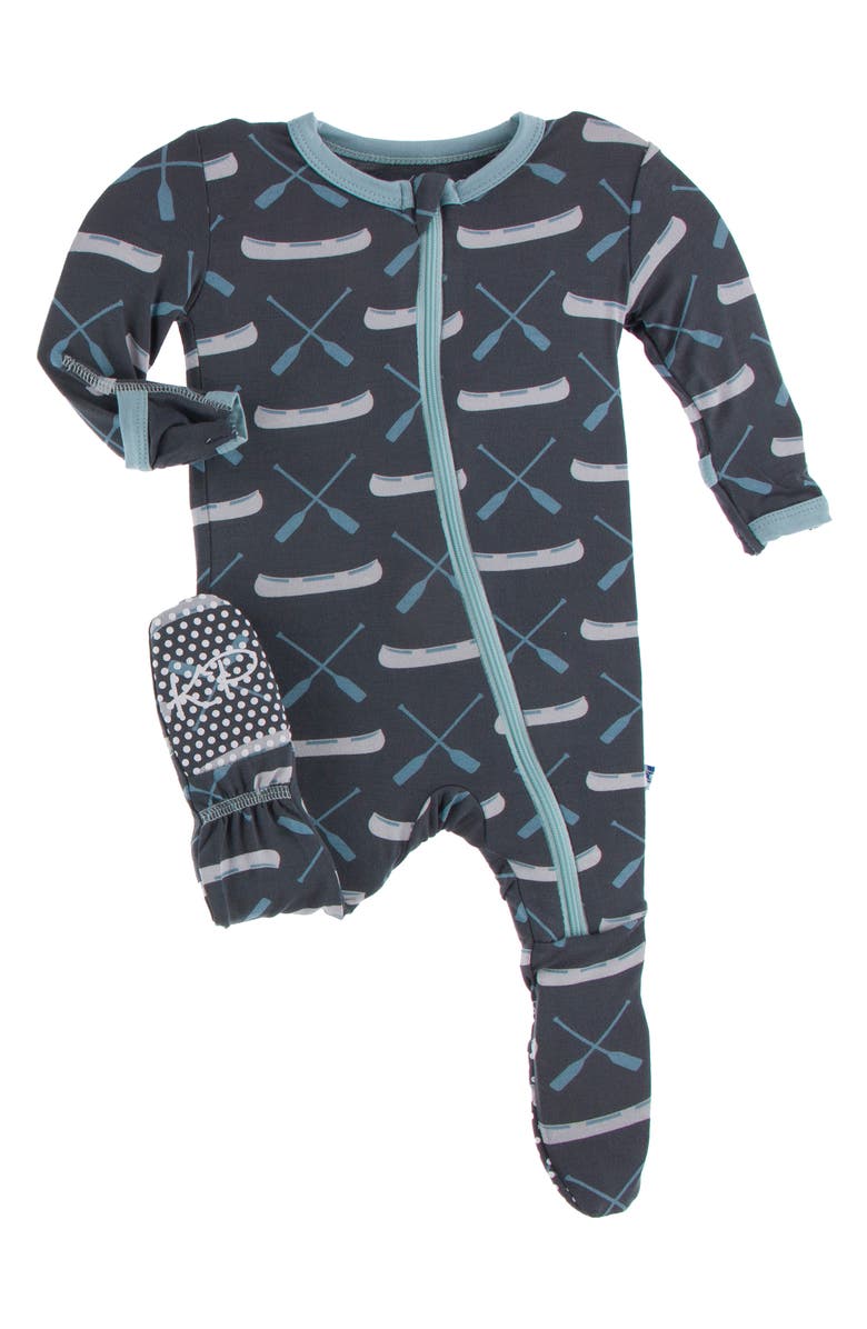 KicKee Pants Print Jersey Zip Footie, Main, color, 