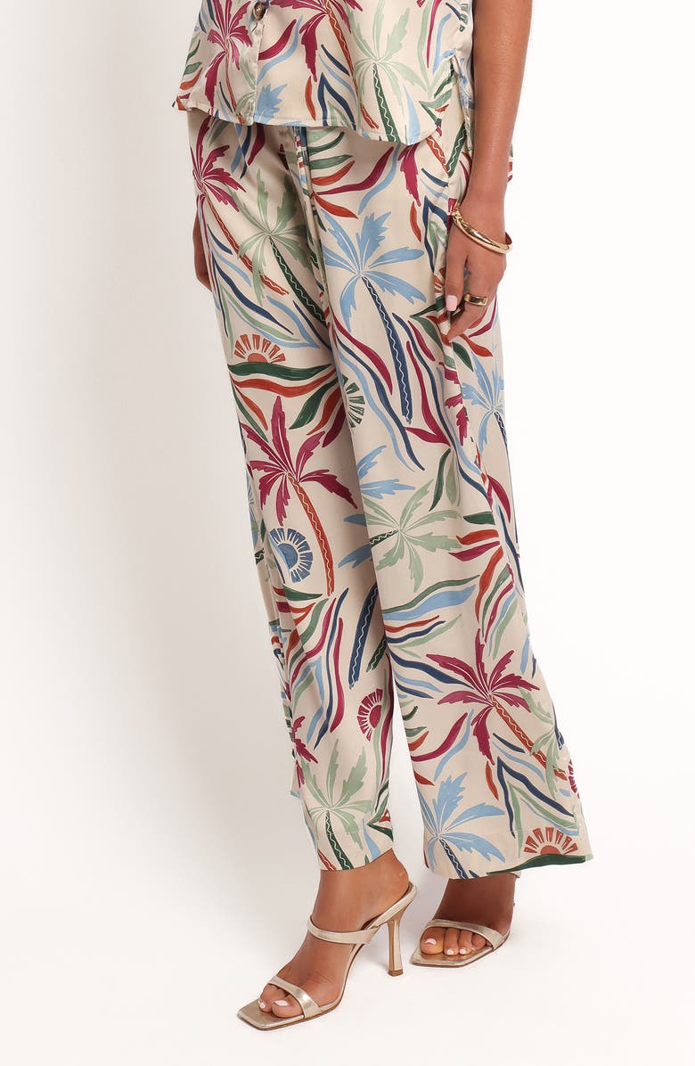 Petal & Pup Illoura Palm Print Wide Leg Pants, Alternate, color, Tahitian Tide