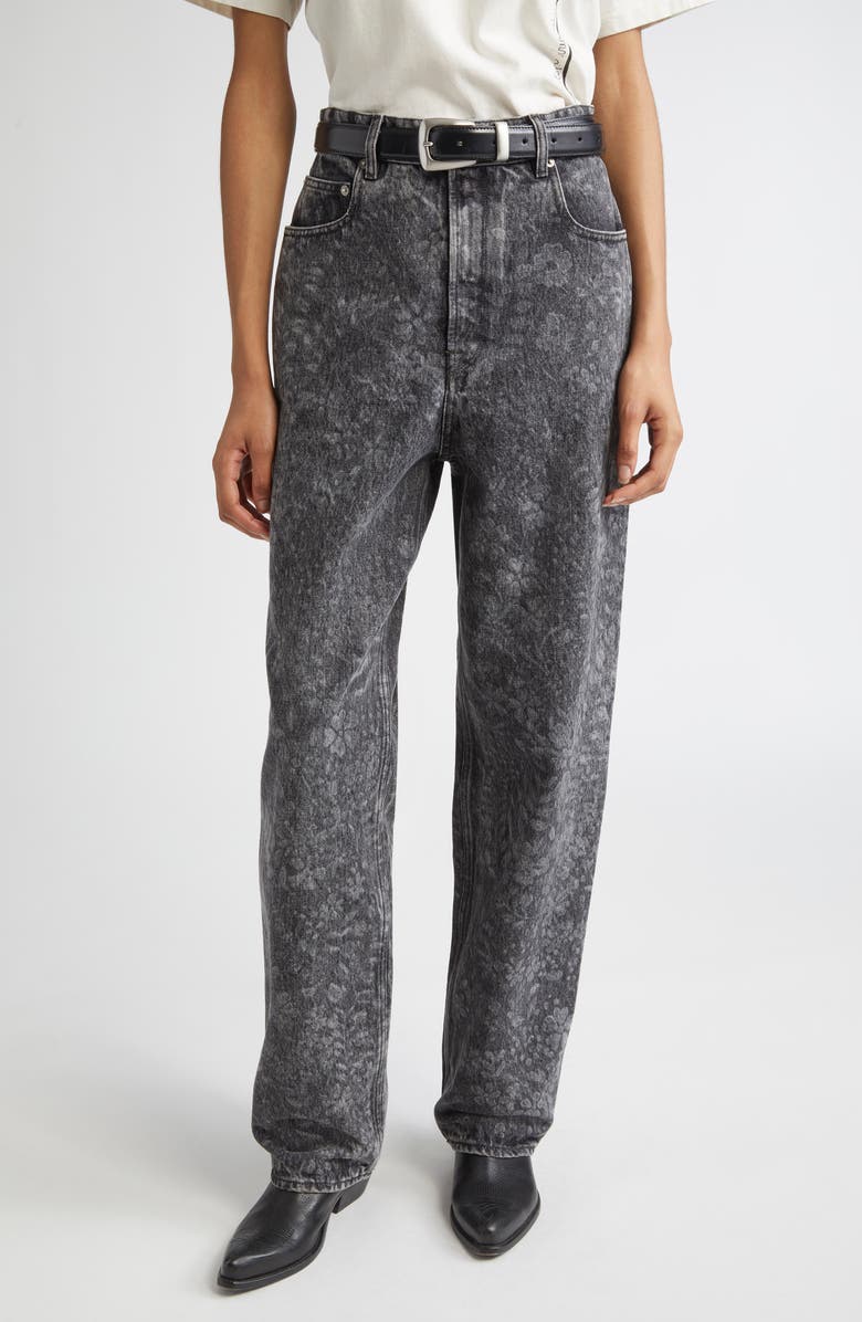 Golden Goose Journey W's Kim Straight Leg Jeans, Main, color, Black Marble